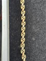UNIQUE BOLT DIAMOND SHAPED PIN LINK 14K TRI COLOR GOLD BRACELET: 8.4DWT